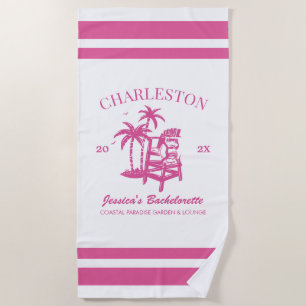 Beach Bachelorette Party Pink Custom Bridesmaid Towel