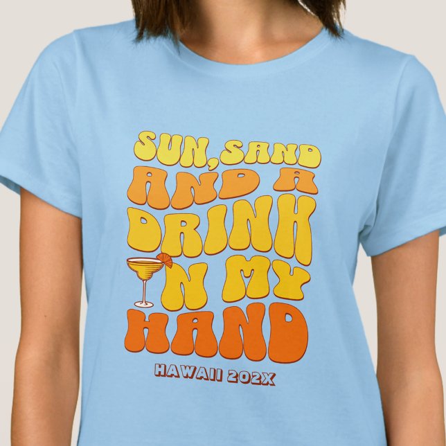 Beach Bachelorette Party Retro Sun Sand Drink T-Shirt (Creator Uploaded)