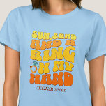 Beach Bachelorette Party Retro Sun Sand Ring T-Shirt<br><div class="desc">Make a splash at your upcoming bachelorette party with this stunning beach bachelorette party personalised t-shirts. Whether you're celebrating a bach trip, a girls' vacation, or a best friends' holiday, this custom beach bachelorette party t-shirts are the perfect addition to your unforgettable getaway. Add a personal touch to your bachelorette...</div>
