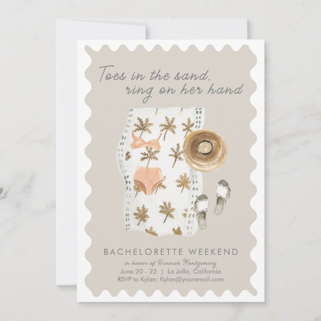  Beach Bachelorette Party Timeline Invitation (Front)