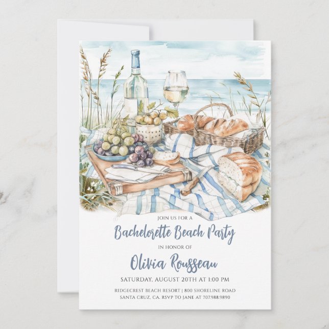 Beach Bachelorette Party Watercolor  Invitation (Front)