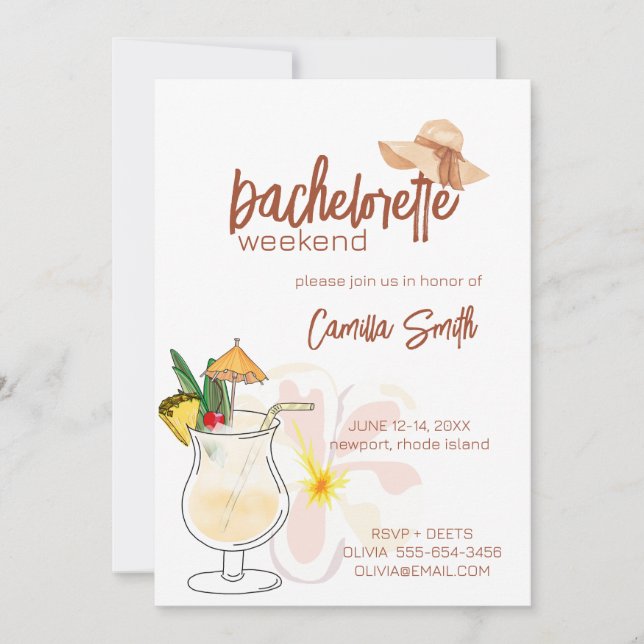 Beach Bachelorette Party Weekend Invitation (Front)