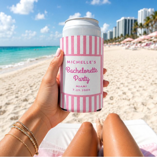 Beach Bachelorette Personalised Can Coolers (Creator Uploaded)