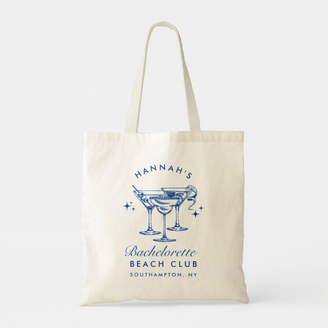 Beach Bachelorette Retro Modern Personalised Tote Bag (Back)
