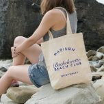 Beach Bachelorette Retro Modern Personalised Tote Bag<br><div class="desc">This tote effortlessly marries retro charm with a modern beachy twist,  creating a stylish and functional accessory for your bachelorette getaway. Personalise it with names,  dates,  or a special message,  making it a unique and cherished keepsake for your bridal party.</div>