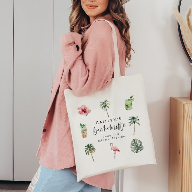 Beach Bachelorette Tropical Hen Party Flamingo Tote Bag (Creator Uploaded)