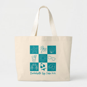 Beach Bachelorette Turquoise Large Tote Bag