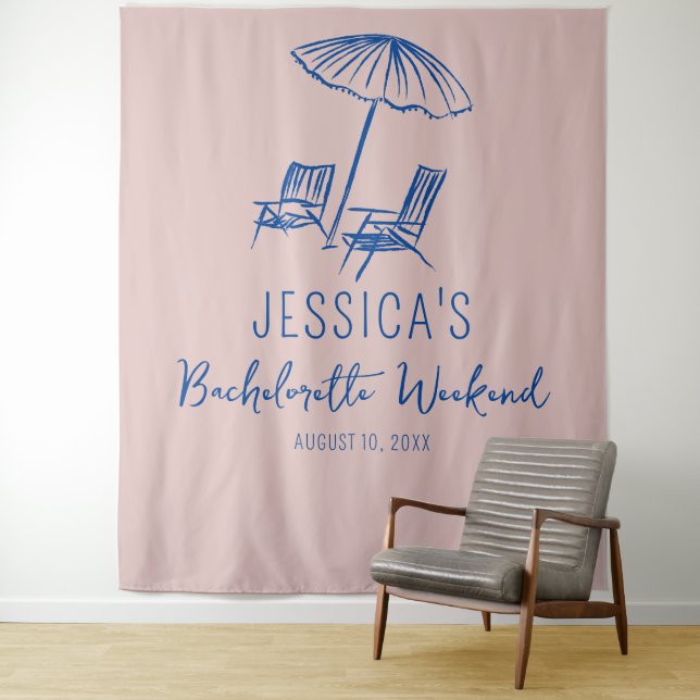 Beach Bachelorette weekend Backdrop Photo booth Tapestry (In Situ)