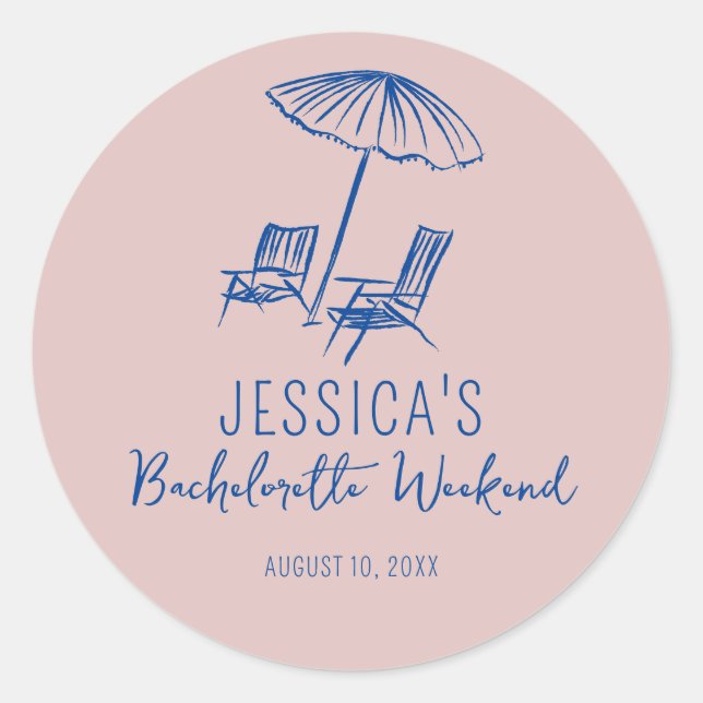 Beach Bachelorette weekend favour sticker (Front)