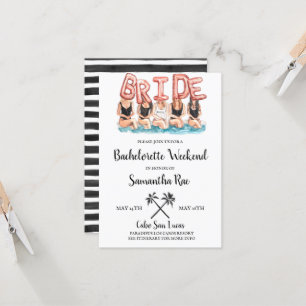 Beach Bachelorette Weekend Invitation Poolside Bac