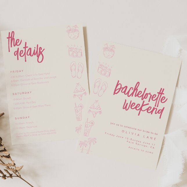 Beach Bachelorette Weekend Invite and Schedule (Creator Uploaded)