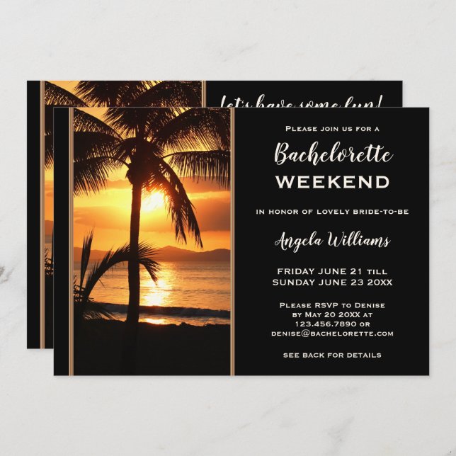 Beach Bachelorette Weekend Itinerary Invitation (Front/Back)