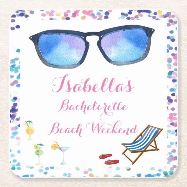 Beach Bachelorette Weekend Party Coaster (Front)