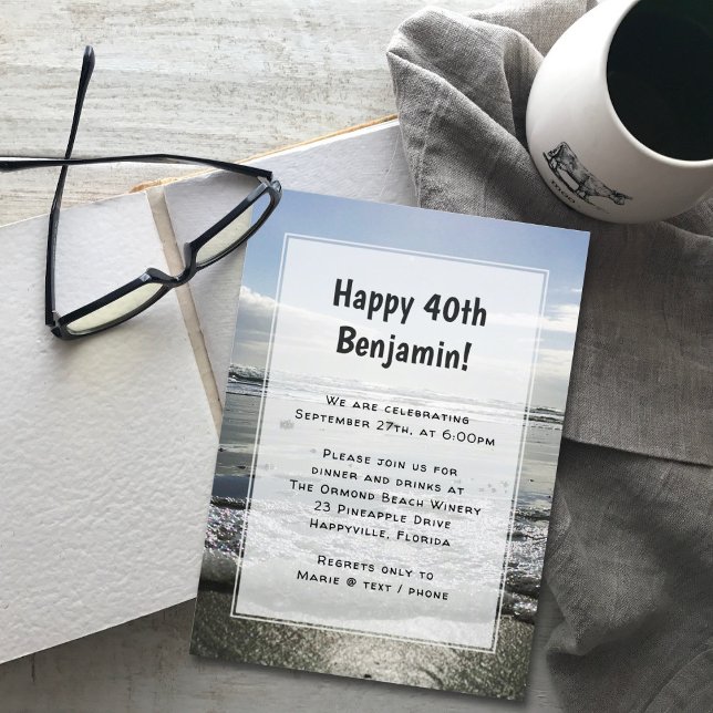 Beach Background His Birthday Party Invitation (Creator Uploaded)