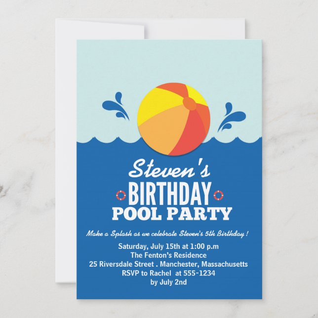 Beach Ball - Beach theme Birthday Party Invitation (Front)