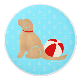 Beach Ball Days Dog Baby Blue Dresser Knob