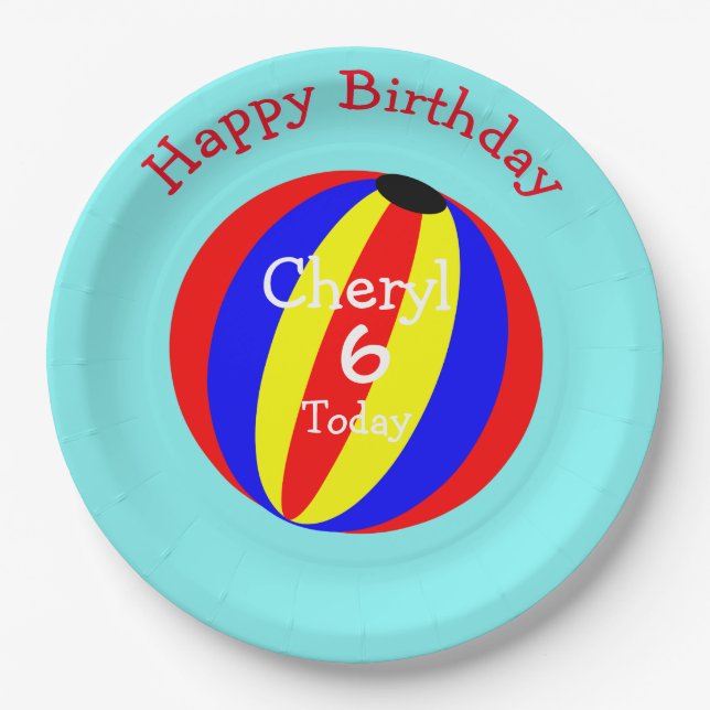 Beach Ball Fun Colourful Paper Plate (Front)