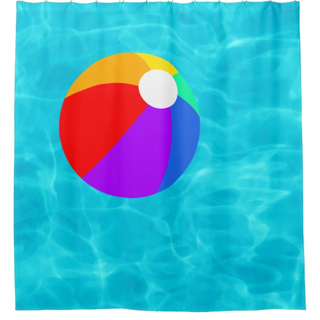 Beach Ball in Pool. Shower Curtain (Front)