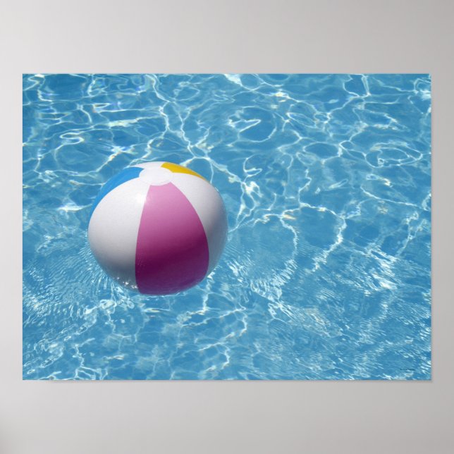Beach ball in swimming pool poster (Front)
