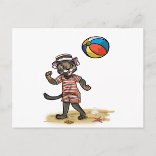 beach ball Kitty Postcard