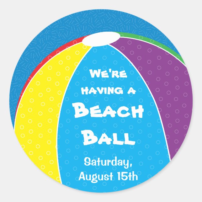 Beach Ball Party Sticker (Front)