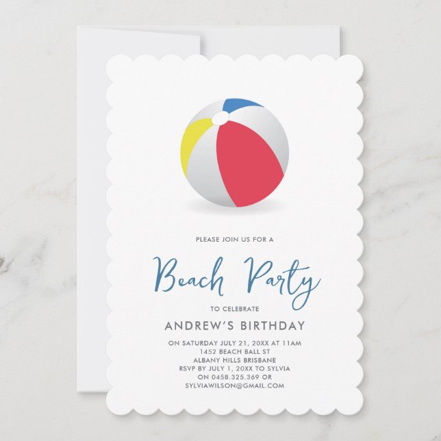 Beach Ball Pool Party Invitation (Front)