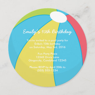 Beach Ball Pool Party Invitation