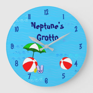 Beach Ball Pool Toys Custom Clock Blue Numbers