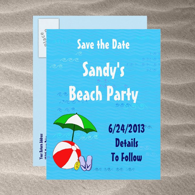 Beach Ball Pool Toys Save the Date Postcard (Creator Uploaded)