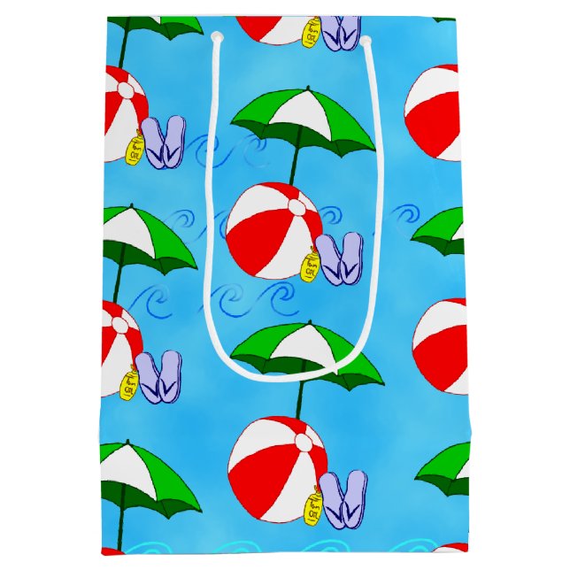 Beach Ball Pool Toys Summer Pattern Medium Gift Bag (Back)