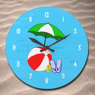 Beach Ball Pool Toys Wall Clock White Numbers