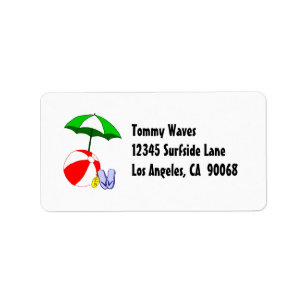 Beach Ball Pool Umbrella Address Label Template