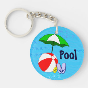 Beach Ball Pool Umbrella Custom Keychain