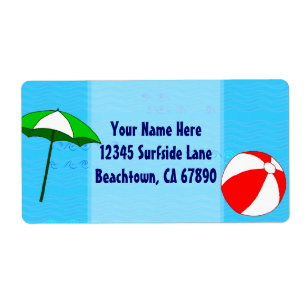 Beach Ball Pool Umbrella Custom Shipping Label