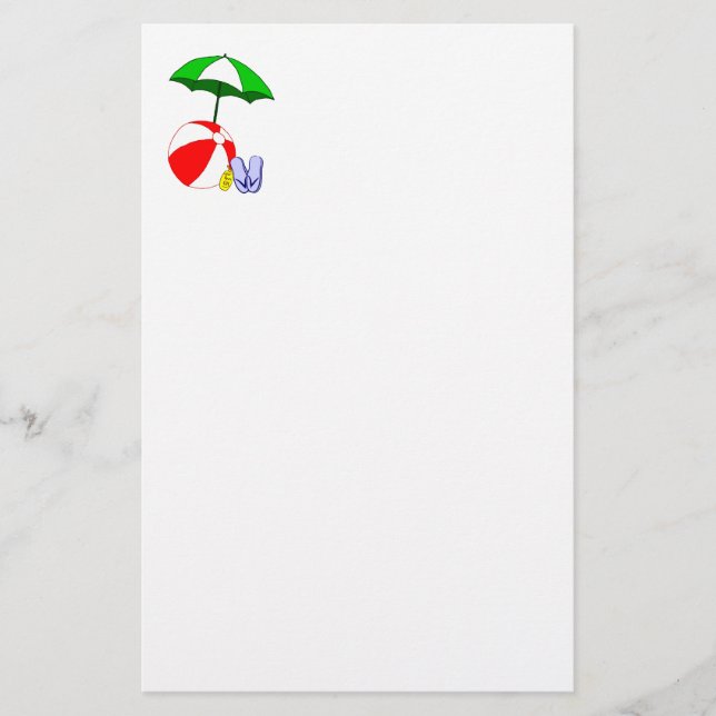 Beach Ball Pool Umbrella Template Stationery (Front)