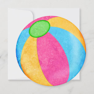 Beach ball theme circle party invitations