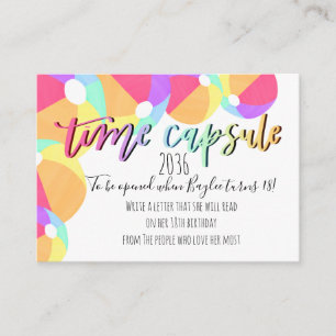 Beach Ball Time Capsule Insert Card