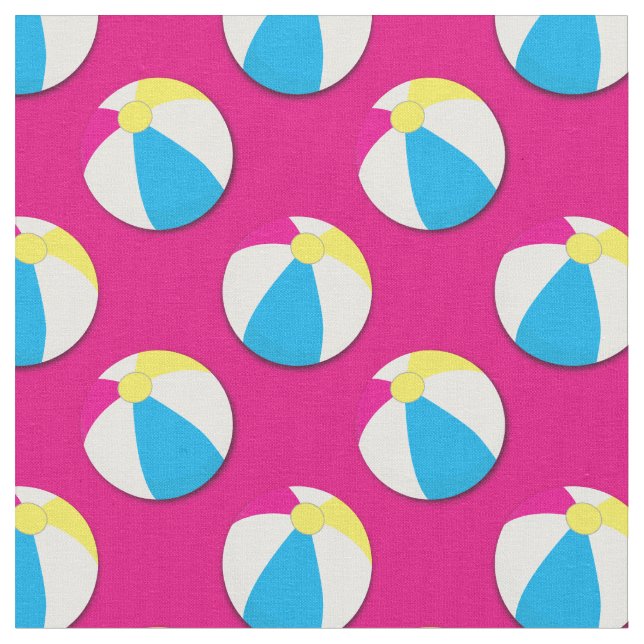 Beach Balls Cute Summer Pool Fabric (Close Up)