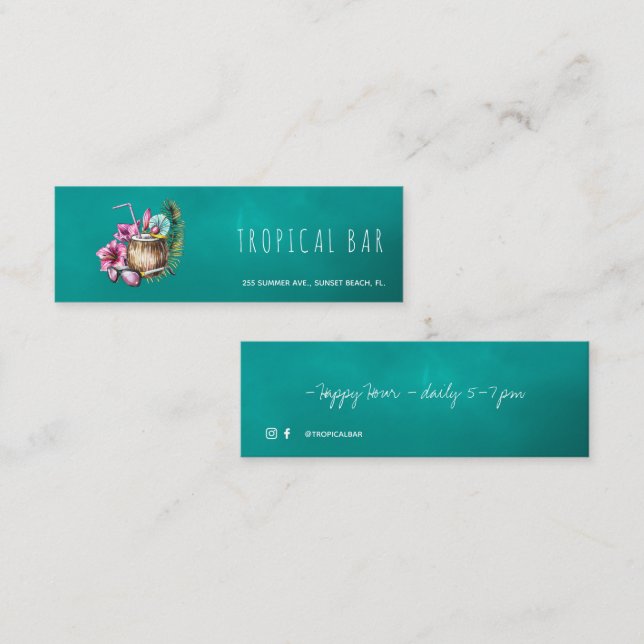 Beach bar coconut sraw business cards (Front/Back)