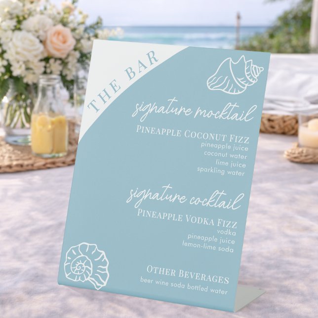 Beach Bar Signature Drinks Menu Custom Editable Pedestal Sign (Creator Uploaded)
