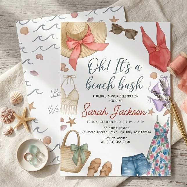 Beach Bash Bridal Shower Flat Swimsuit Invitation (Creator Uploaded)
