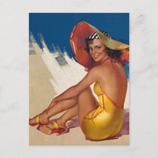 Beach Beauty VINTAGE PIN UP GIRL POSTCARD