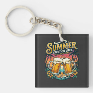 Beach Beers and Sunsets - summer holiday Party Key Ring