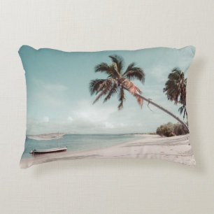 Beach beside coconut palm tree decorative cushion