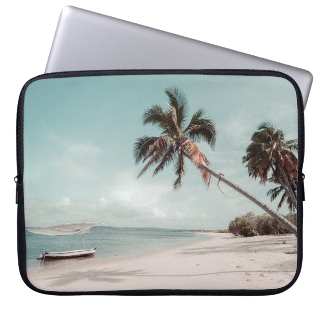 Beach beside coconut palm tree laptop sleeve (Front)