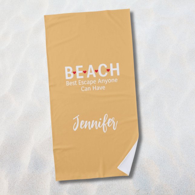 Beach Best Escape Anyone Can Have Yellow Beach Towel (Creator Uploaded)
