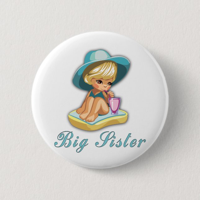 Beach Big Sister 6 Cm Round Badge (Front)