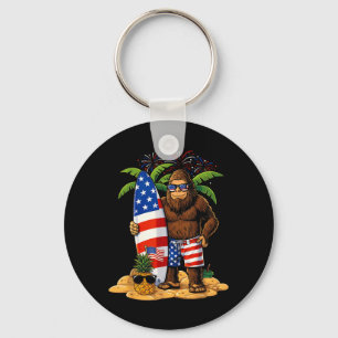 Beach Bigfoot Surf USA July 4th Patriotic 250 Key Ring