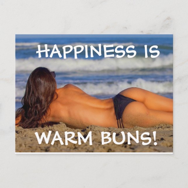 BEACH BIKINI G-STRING GIRL WARM BUNS POSTCARDS (Front)