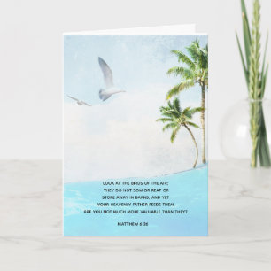 Beach Birds in the Air Matthew 6:26 Card
